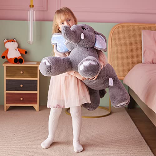 IKASA Giant Elephant Stuffed Animal Plush Toy,29" Large Big Jumbo Soft Toys, Huge Size Cute Plushy Fluffy Fat Plushie,Gifts for Kids Girls - style: Elephant