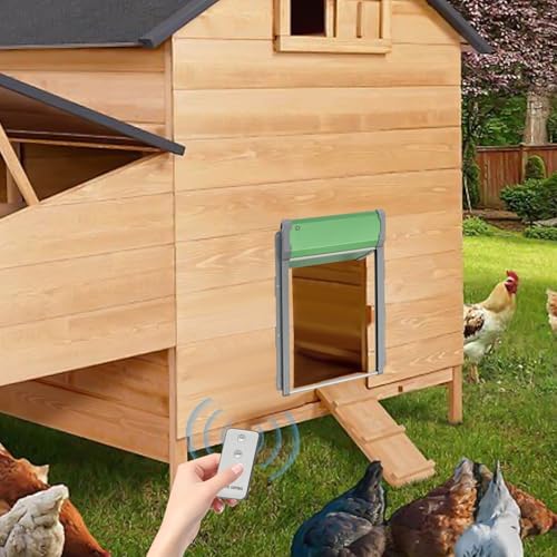 Automatic Chicken Coop Door, Solar Powered Chicken Coop Doors with Light Sensor, Coop Door Opener with Timer Remote Controller