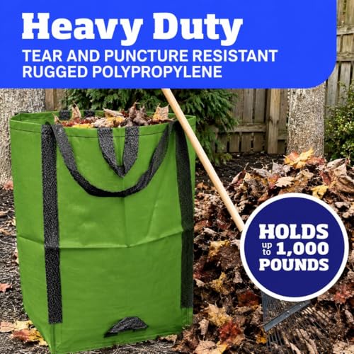 DURASACK Heavy Duty Home and Yard Bags 48-Gallon Reusable Self-Standing Lawn and Leaf Bags Garbage Can with Reinforced Handles, Moss Green - color: Moss Green