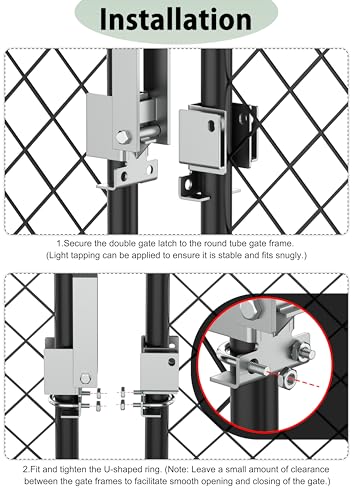 Chain Link Fence Double Gate Latch for 2" Gate Frame Chain Link Fence Gate Latch Residential Strong Arm Double Gate Latch for Metal Gate - size: For 1 5/8" thru 2" Gate Frames