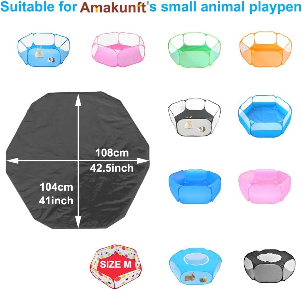 Amakunft 4Pcs Waterproof Hexagon Playpen Mat Washable Pee Pad Fit with Small Animal Playpen (42.5in x 41in) Reusable Pet Bedding Liner for Guinea Pig, Rabbit, Hamster, Chinchilla, Hedgehog - size: 4pcs