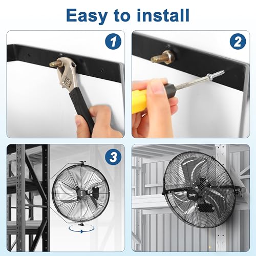 Xcity 18 Inch Metal Wall Mounted Fan, Max 4200 CFM High Velocity Industrial Fan with 3 Speeds & 360°Adjustable Tilt for Warehouse, Workshop, Greenhouse, Commercial - size: 18'' Standard