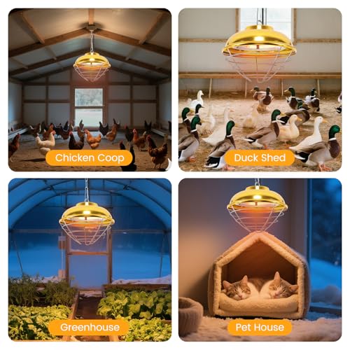 Hanging Chicken Coop Heater, 300W 2 Heating Levels Premium Waterproof Heaters for Chicks Brooder Pen, Duck, Pet House, Poultry, Greenhouse Plant - size: Small Heater