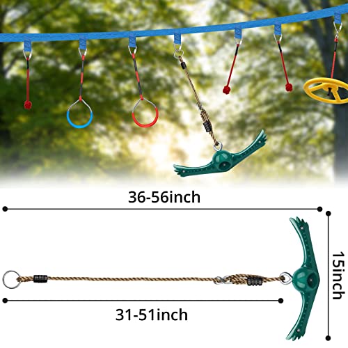 YAMIPROBI Swing Spins Set: 360° Handle Twist-Spin Flips Toy - Slackline Attachments Activate Play Powers - Accessories for Kids' Playground and Backyard Fun, Green - color: Green