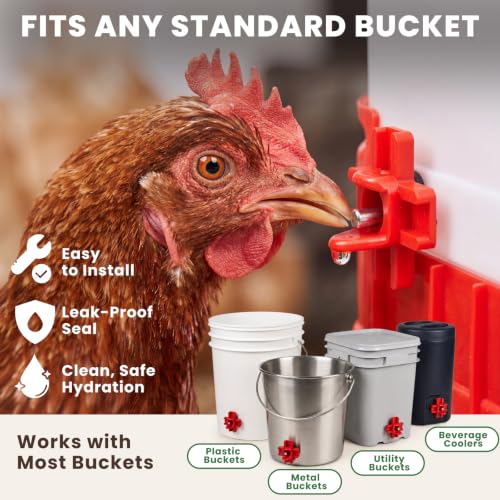 HIRALIY 2.6 Gal Automatic Chicken Waterer, Auto-Refill Nipple Drinker, Stay-Clean Poultry Watering System for Chickens, Ducks & Backyard Flocks