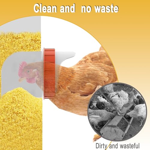 XINYI Automatic Metal Chicken Feeder, 27.6 Gallon Large Capacity with 10 No Waste Ports, Gravity Feeder with Locking Lid & Riveted Handles, Rodent Proof and Weatherproof for Your Chicken Coop - size: 10 ports