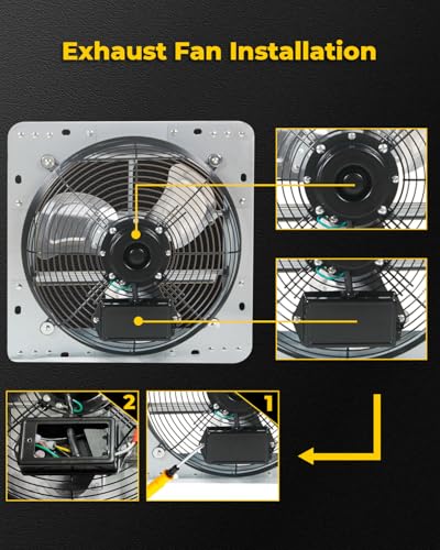 VENTISOL 12 Inch Wall Mounted Shutter Exhaust Fan, Aluminum Blades, 1800CFM, Automatic High Speed Household Ventilation Fan for Garages, Shop, Greenhouse, Attic - style: 12" Single Fan