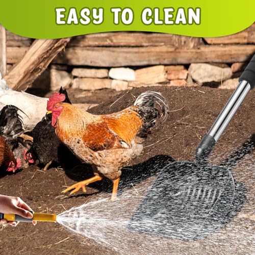 Willinglong 48 Inch Metal Chicken Coop Pooper Scooper (16 to 48 Inch) Long Handle Scooper with Detachable Stainless Steel Long Handle Gloves Accessory for Cleaning Chicken Coop(Black) - color: Black