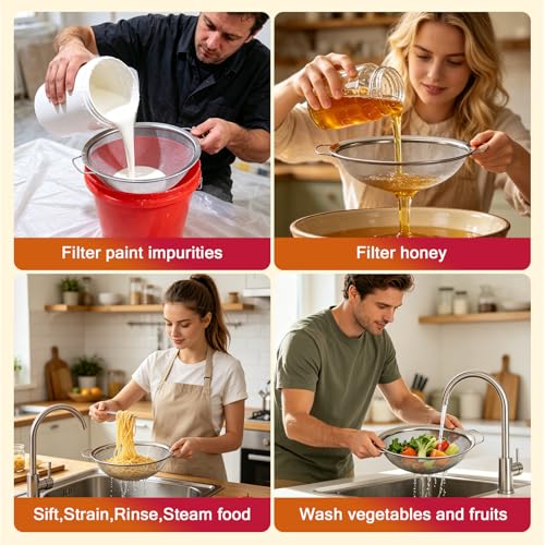 Fine Mesh Paint Strainer 60 Mesh Stainless Steel Paint Filter Emulsion Honey Funnel Filter Cover Fits 5 Gallon Paint Bucket Filter Tool Insert Strains (2 pcs) - size: 2 pcs