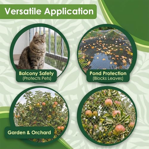 GWHOLE 33 x13 Ft Bird Netting for Garden Tree and Plant Protection, Garden Netting with 1 Inch Mesh Net for Anti Bird Chicken Deer, White - size: 33x13 ft, 1x1 inch mesh (Clear)