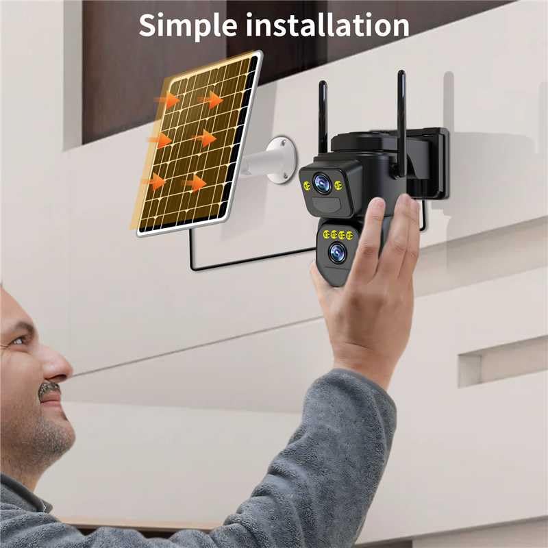 LETSCEE Security Cameras Outdoor WiFi,5G/2.4G Cameras for Home Security Solar Power with Dual Lens,Motion Detection,Night Vision,2-Way Audio,Weather Proof,No Subscription Fee - color: 2PACK