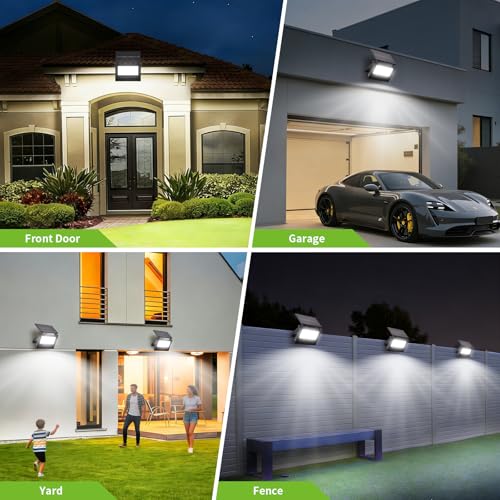 Solar Lights Outdoor Motion Sensor Lights,107 LEDs Security Flood Lights Outdoor Waterproof IP66,Dusk to Dawn Solar Powered Wall Lights for Outside,Patio,Barn, Yard, Garage,Cool White,2-Pack - size: 2 Pack