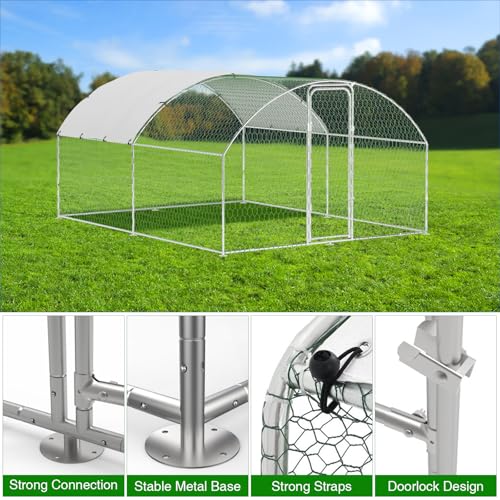 Large Metal Chicken Coop, Outdoor Chicken Runs for Yard with Cover,Large Chicken Run with Upgrade Tri-Supporting,Waterproof and UV-Resistant,Walk-in Poultry Cage for Farm Yard(9.8'l x 13.1'w x 6.6'h) - size: 9.8 x 13.1 x 6.6 FT