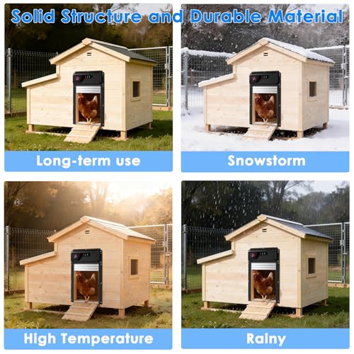 Automatic Chicken Coop Door with HD1080P Camera,Electric Auto WiFi Solar Chicken Coop Door Opener with Timer,Remote Control, APP Control, 5000mA Battery, Night Vision, Alarm Drive,Roll-up Gate