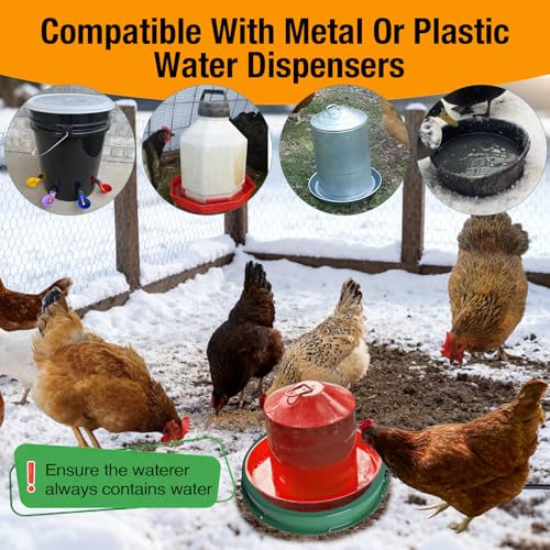 2 Pack Chicken Water Heater for Winter, 125W Poultry Waterer Heated Base 31.4cm / 12.4in, Freeze-Proof Thermostat Deicer for Metal or Plastic Chicken Drinkers 1–5 Gallon, - size: 2 PACK