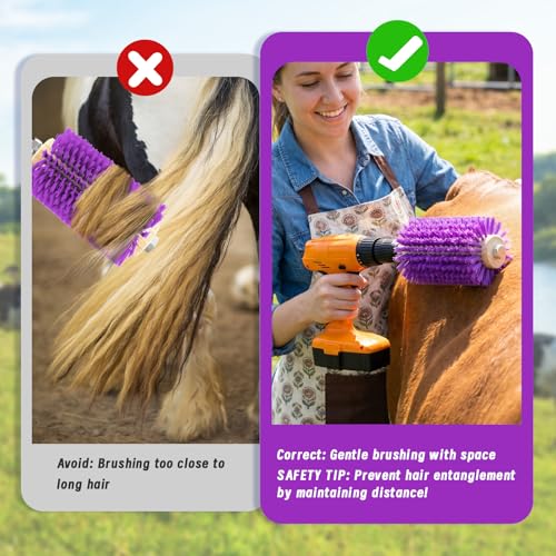 2 Pcs Mini Roto Brush for Livestock, Drill Brush Attachment for Stimulating Livestock Hair, Scratching Shedding Tool for Cattle Horse Sheep Goat Grooming (Purple)