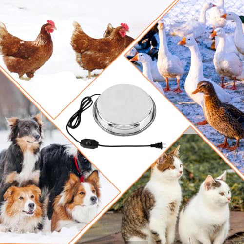 Heated Chicken Waterer, 11.8'' Chicken Water Heater Farm Heated Base for Metal Poultry Founts Waterer, Rapidly & Continuously Heat Cold Water for Chicken Turkey Goose Duck Pigeon Drinker in Winter