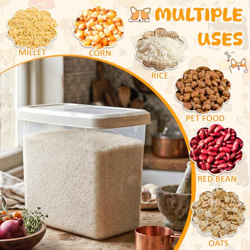 2 Pack Airtight Dog Food Storage Container, 27.6 Lbs Clear Pet Food Storage Bin with 2 Measuring Scoops for Pet Dog Cat Grain Rice Treat - size: 27.6 Lbs