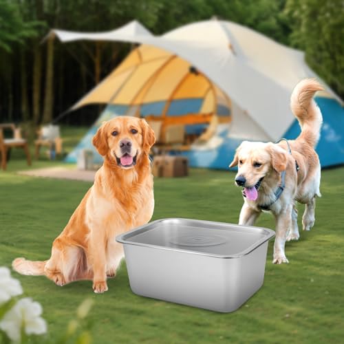 YUEPET 4 Gallons Stainless Steel Dog Water Bowls, Extra Large Metal Dog Food and Water Bowls Large Capacity Pet Water Bowls for Indoor and Outdoor Extra Large Dogs - size: 4 Gallons
