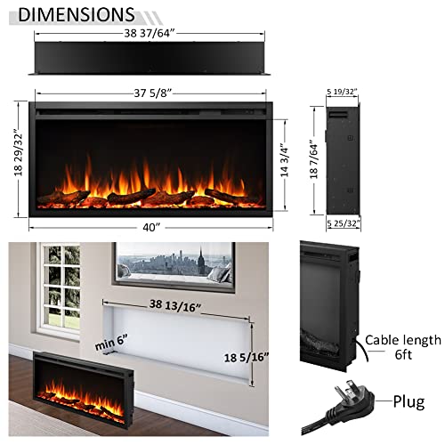 LegendFlame 40" W Austin in Wall Recessed & Wall Mounted Electric Fireplace (EF286A) - size: 40"