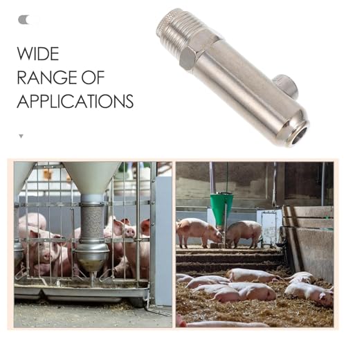 Pig Water Nipple 2Pcs Automatic Stainless Steel Pig Waterer Nozzle Thickened Anti-Splash Piglet Drinking Dispenser Livestock Farm Heavy-Duty Nipple(8X2.6X2CM) - size: 8X2.6X2CM