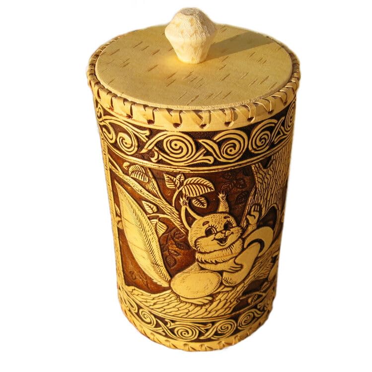 STP GOODS Birch Bark Container | Storage Container, Kitchen Container - color: Squirrels