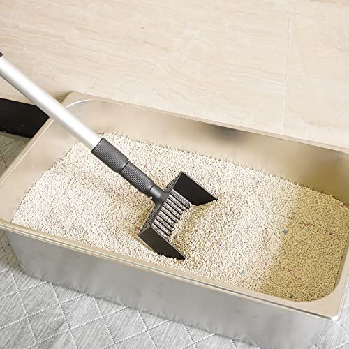 Cat Litter Scoop, Deep Shovel with Metal Long Handle, 21"-39.5" Telescopic & Adjustable Heavy Duty Fast Sifting Shovel Kitty Litter Scooper for Sifting Cats Litter - size: 21-39.5 inch