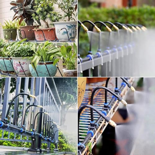 360° Adjustable Drip Irrigation System - 66FT Compatible 1/4" Irrigation System, Garden Watering Atomizing System with 20pcs Nozzles, Greenhouse Accessories for Yard, Lawn, Plants, Garden (66Ft) - size: 66Ft