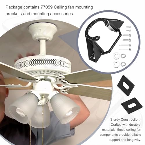 Ceiling Fan Mounting Bracket Mounting Kits Fan Components for Cathedral Canopy Living Room, 77059 Ceiling Fan Parts Black (Without Wire)