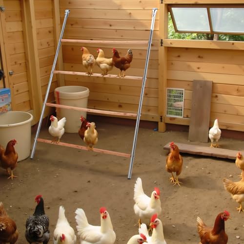 Chicken Perch Roosting Bars, Chicken Perch for Coop, Roosting Bars for Chickens Coop, Chicken Perch Ladder, DIY with Your Own Wooden Boards, Silver - color: Silver S