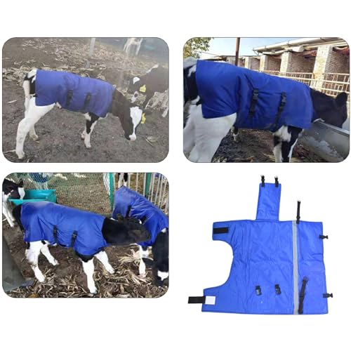 Reinforced Calf Blanket Jackets with Reflective Strips Thickened Windproof Calf Warm Coat for Cold Weather Farming Use Insulated Livestock Vest
