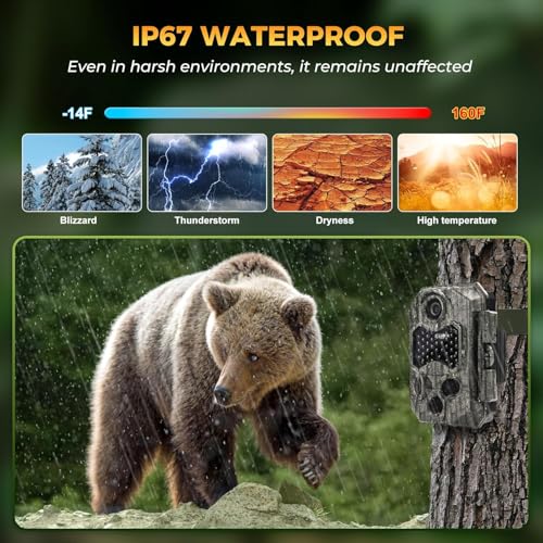 4K 84MP WiFi Trail Camera, Wildlife Camera 0.1s Trigger, Game Camera with 130°Wide Angle, Trail Cameras with Night Vision Motion Activated Waterproof Suitable for Outdoor Wildlife Detection