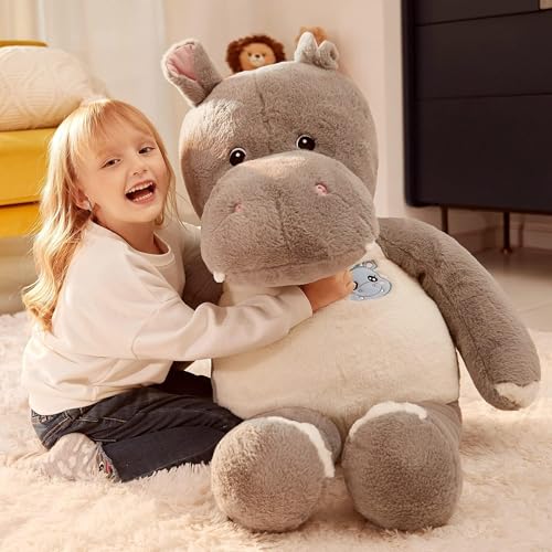 IKASA Giant Hippo Stuffed Animal,30" Jumbo Plush Toy, Soft and Cute Toys for Kids Boys Girls (Gray) - style: Hippo