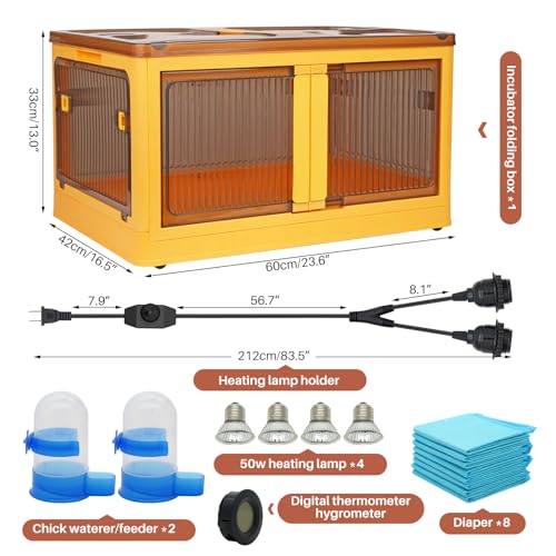 Chicken Brooder Box for Chicks, Brooder Heater Warms up to 20 Chicks with Feeder and Waterer, Poultry Breeding Box Suitable for Chick Duckling Parrot Lizard (Large)