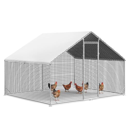 Large Walk-in Chicken Coop with Chicken Run, Galvanized Poultry Enclosure with Waterproof Anti-UV Cover and Security Lock, Ideal for Rabbit, Duck, Backyard and Farm Yard,117.6"×79.2"×79.2" - size: 9.8"L x 6.6"W x 6.6"H