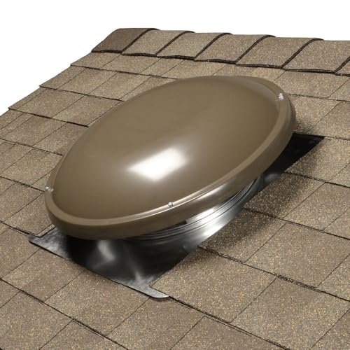 Master Flow GAF 1000 CFM Weathered Wood Power Roof Mount Attic Vent with Thermostat Controller (PT6): Efficient Ventilation & High Airflow Capacity for attic spaces upto 1,600 sq ft - ERV4WW - color: Weathered Wood