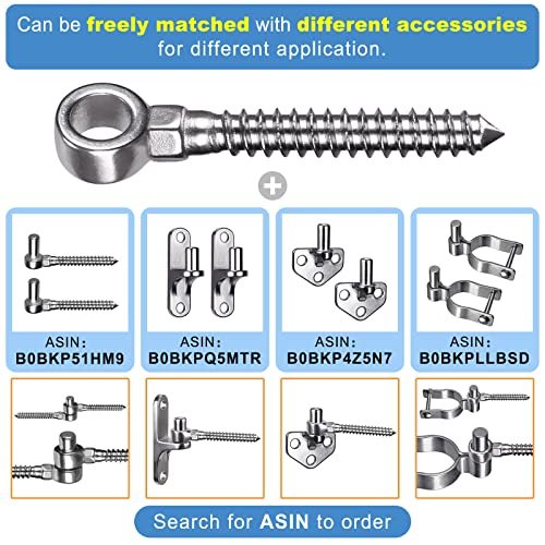 Insaga Gate Hinges, 304 Stainless Steel Wood Gate Hinge, M12 Hook and Eye Hinges, Partial Thread Gate Bolt Hook, Gate Hardware for Wooden Gates Fences, 1Pair - color: M12-Hook+Eye Hinge-1pair