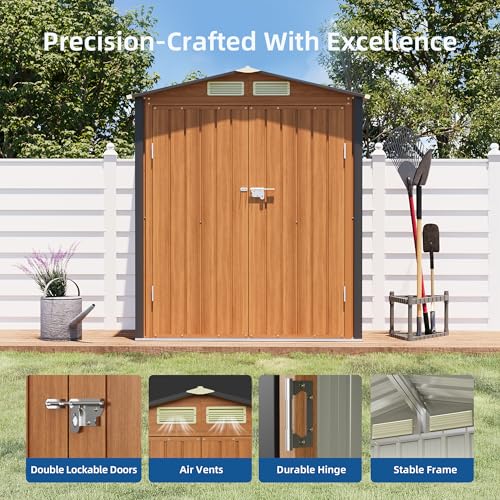 5x3FT Outdoor Storage Shed, Metal Garden Shed with Floor Base, Updated Frame Structure & Lockable Doors, Large Tool Shed for Backyard, Patio,Lawn,Utility & Bike Storage - size: 5x3 FT with Base