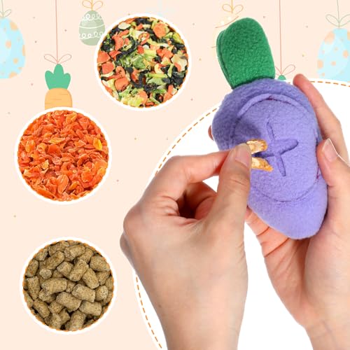 3 PC Rabbit Treat Dispenser Food Hider Carrot Shape Enrichment Toys Washable Snuffle Ball Slow Feeder PuzzleToy for Small Animal Ferret Squirrel Ferret (3PC)