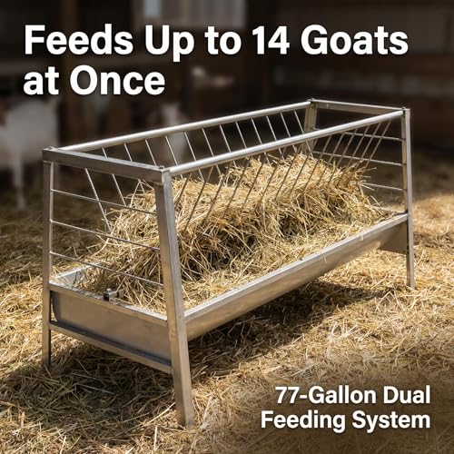 77 Gallon Farm Hay Feeder for Goats and Sheep, 5 Foot Galvanized Steel Livestock Feeding Rack with Deepened Pan, Suitable for Barn and Pasture Placement