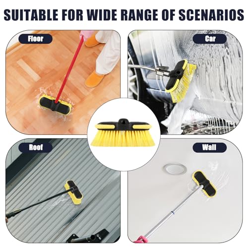 Car Wash Brush Head, 8'' Scrub Brush Attachment for Long Handle Extension Pole,Outdoor Broom and Scrubbing Brush for Cleaning Window, Wall, House Floor, Deck, Patio, Car