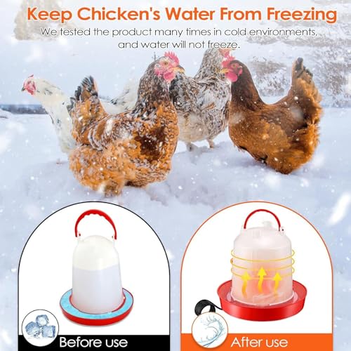 Heated Chicken Waterer,2025 Hanging Poultry Water-Heated Chicken Waterer,Thermostatically Controlled Heated 6L Outdoor Hanging Heated Poultry Waterer Dispenser for Chicks Livestock,Farm Innovators
