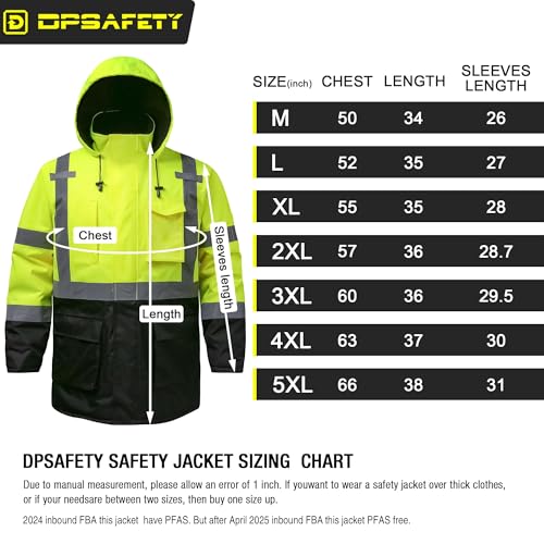 Reflective Jacket, High Visibility Parka, Waterproof Hi Vis, Safety Jacket with Removable Hood and Zipper, ANSI Class 3 (Lime,XL) - color: Lime-parka, size: X-Large