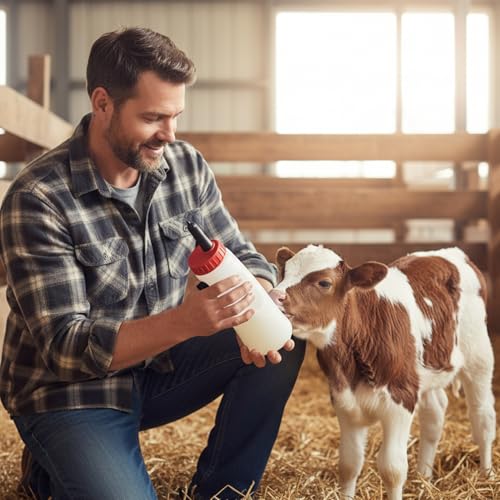 Calf Bottle with Detachable Nipple 2.5L Plastic Nursing Bottle with Regulating Valve and Handle Farm Equipment