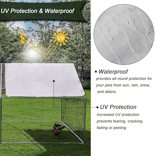 Large Metal Chicken Coop Walk-in Poultry Cage Chicken Run Pen Dog Kennel Duck House with Waterproof and Anti-Ultraviolet Cover for Outdoor Farm Use - size: 19.6"L x 9.8"W x 6.4"H