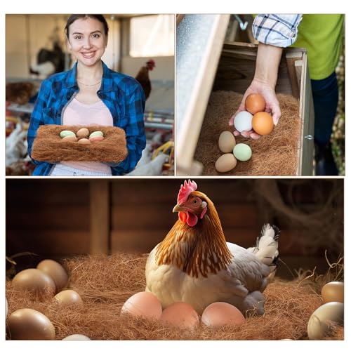Yerliker 3 Pack Chicken Nest Box Pads Laying Hen Nesting Box Liners Nesting Pads Natural Coconut Fiber for Chicken Coop Bedding Fit Most Nest Boxes
