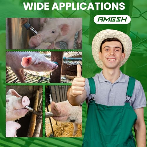 20Pack Pig Waterer Nipples, NPT 1/2" Stainless Steel Automatic Pig Nipple Drinker Feeder Hog Waterer for Sows Piglets Drinking