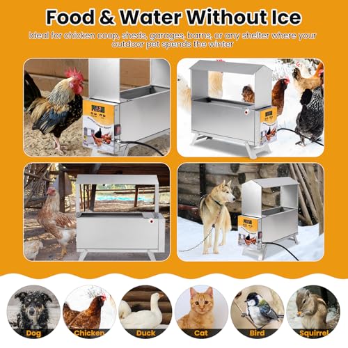 1.5 Gallon Heated Chicken Waterer Automatic Chicken Water Heater for Winter, Freeze Proof Poultry Drinker Watering System
