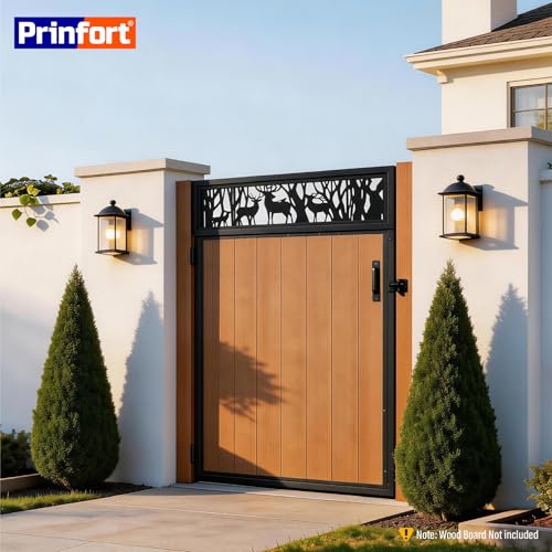 4x6FT (46.78"W X 70.8"H) 201 Stainless Steel Anti Sag Wooden Fence Gate Kit Heavy Duty Garden Gate Frame Hardware Kit Reinforcement (Left/Right Free-Installation) - size: W4xH6 FT-Deer