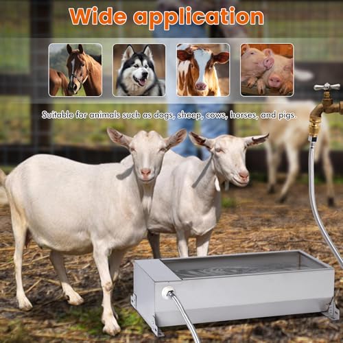 Automatic Livestock Water Trough, Animal Drinking Water Bowl Dispenser with Float Valve Kit,Outdoor Extra Large Dog Waterer for Dog Horse Goat Cow,Bundle